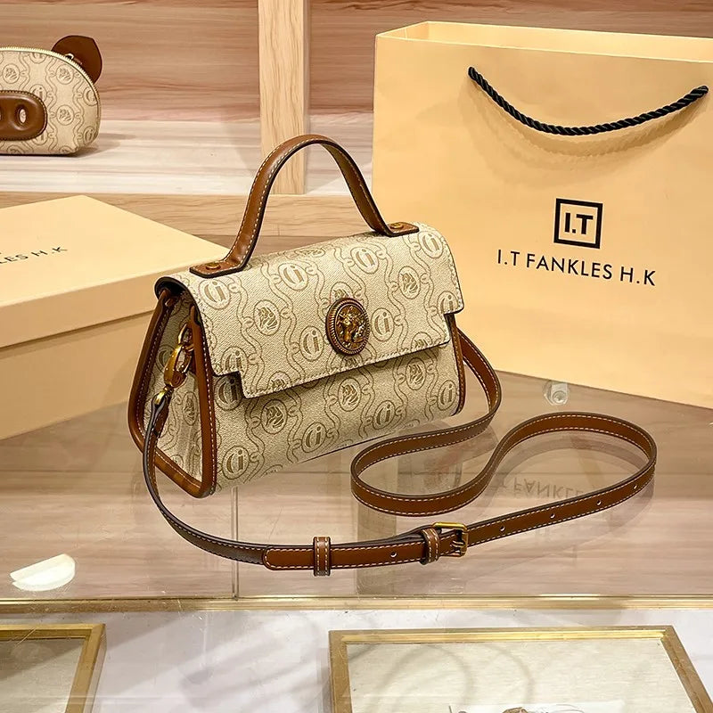 crossbody small square Women's handbag genuine leather luxury bag