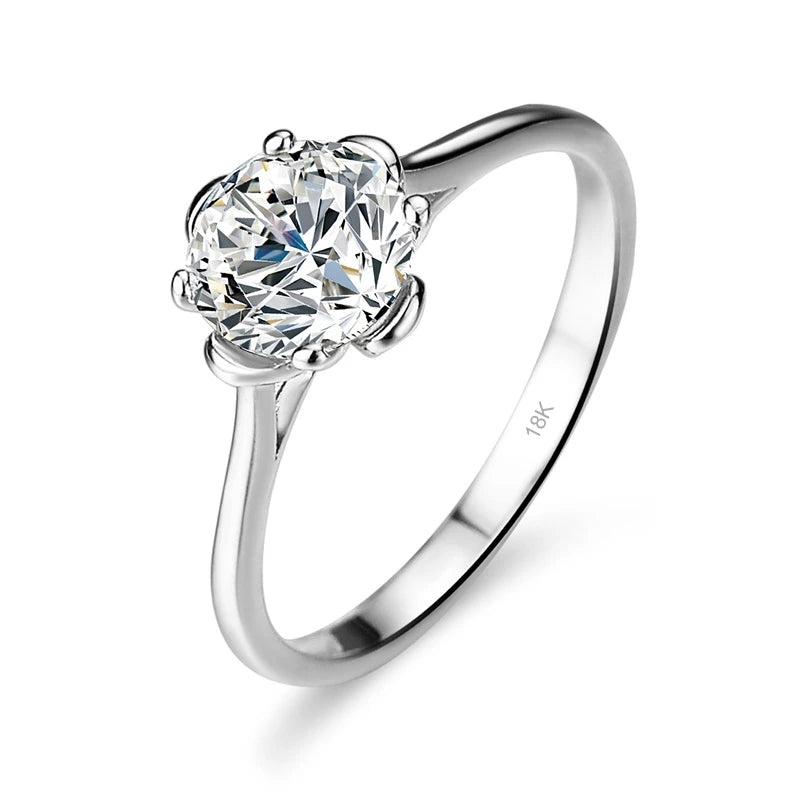 Valentine's Day 18K White Gold Women Rings 0.5CT Moissanite Diamond Girl Wedding Band PT950 Platinum Birthday Gift Fine Jewelry