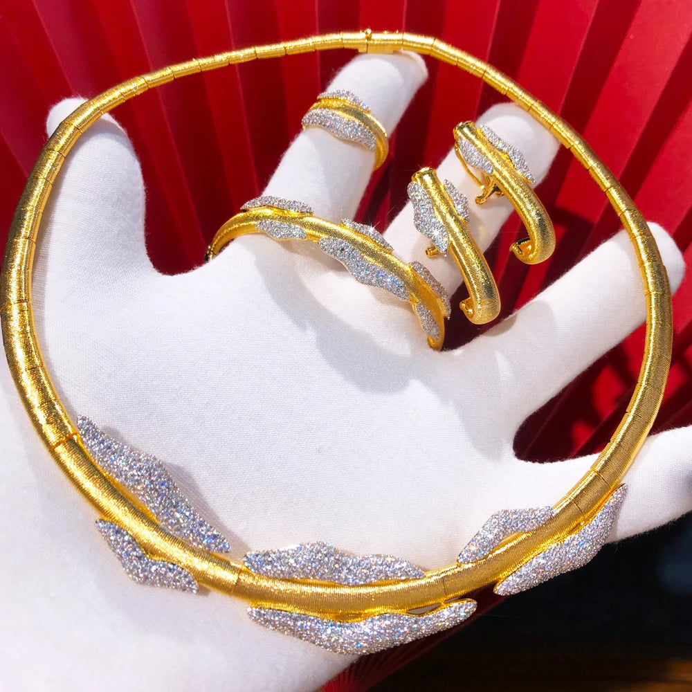 4PCS Sexy Lips Luxury African Jewelry Set For Women Wedding Party Zircon Crystal Dubai Bridal Necklace Gift