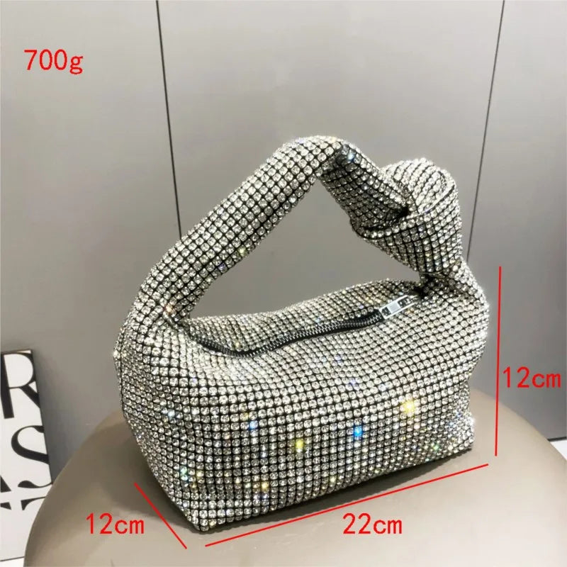 Luxury Designer banquet bag Silver Crystal Top Handle