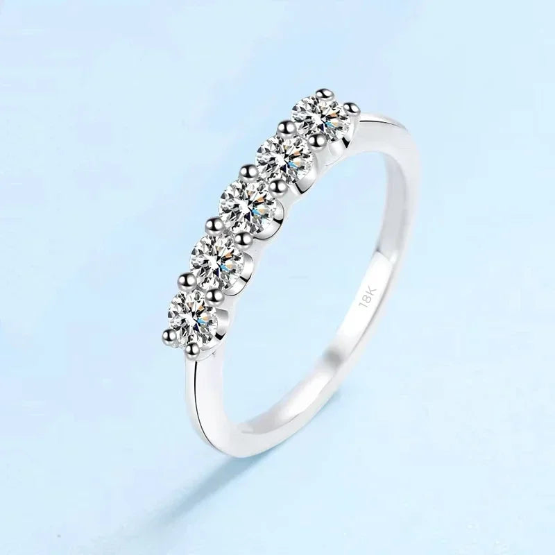 Girl Birthday Gift Rings 18K White Gold Women Wedding Band 0.5CT Moissanite Diamond Engagement PT950 Platinum Valentine's Day