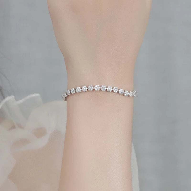 Full Moissanite Tennis Bracelets for Woman 925 Sterling Silver Lab Diamond Women's Hand Bracelet Chain Luxury Jewelry