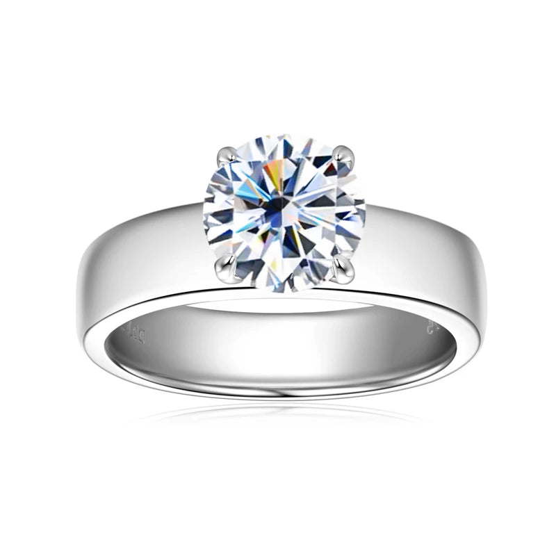 925 Sliver 2ct 8mm Moissanite Ring 18k Gold Plated
