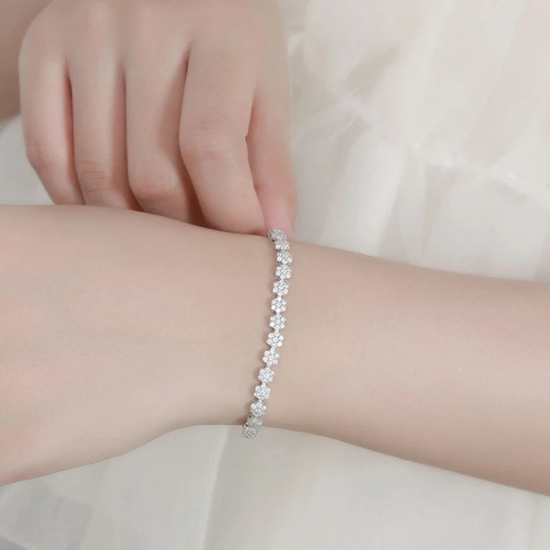 Full Moissanite Tennis Bracelets for Woman 925 Sterling Silver Lab Diamond Women's Hand Bracelet Chain Luxury Jewelry