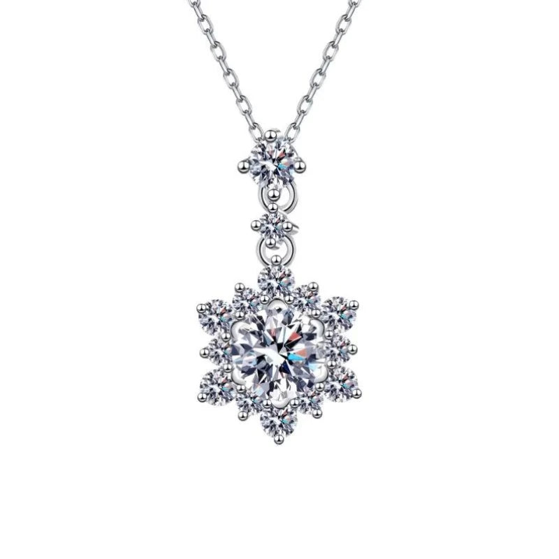WOMEN Valentine's Day 18K White Gold Wedding Necklaces 1CT Moissanite Diamond Pendant Girl Birthday Gift PT950 Platinum Jewelry