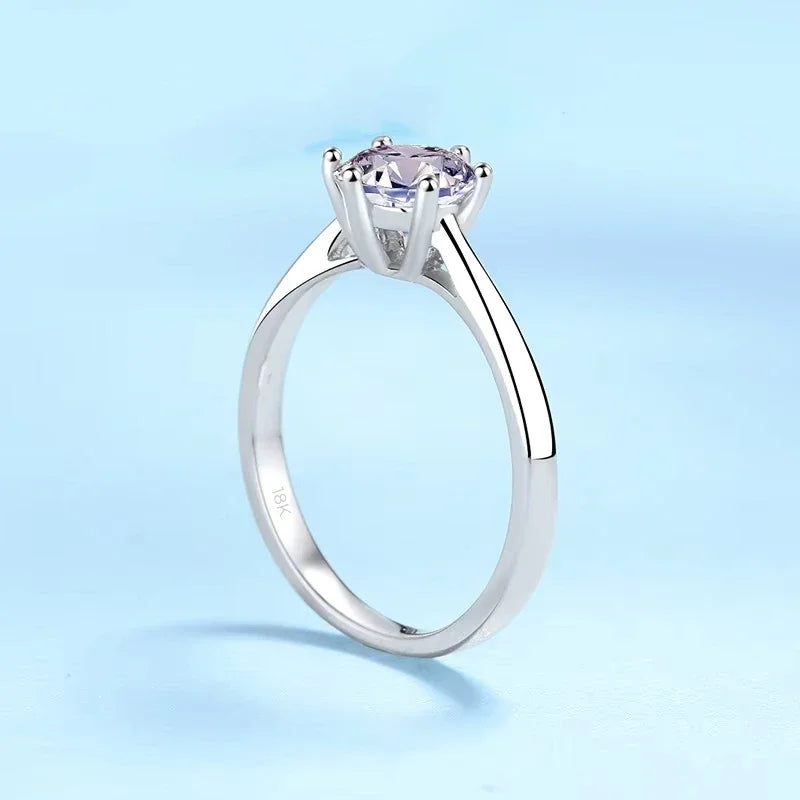 Women Engagement 18K White Gold Wedding Band 0.5/1/2CT VVS1 D Color Moissanite Diamond Girl Birthday Gift Rings Valentine's Day