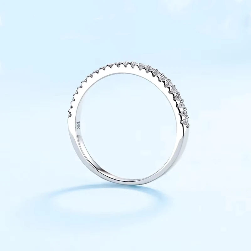Birthday Gift 18K White Gold Girl Valentine's Day 0.23CT Moissanite Diamond Womens Wedding Band Fine Jewelry Engagement Rings