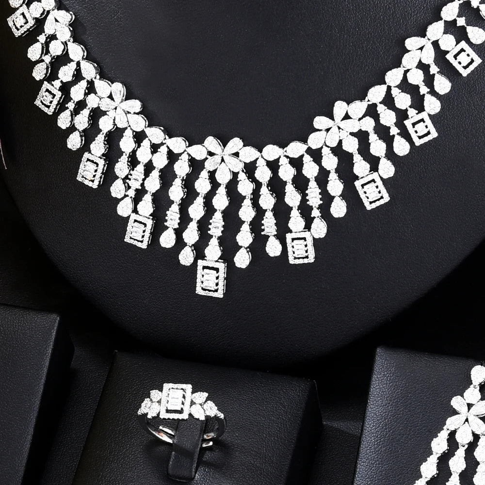 Luxury 4PCS Indian Nigerian Wedding Jewelery Set Gift