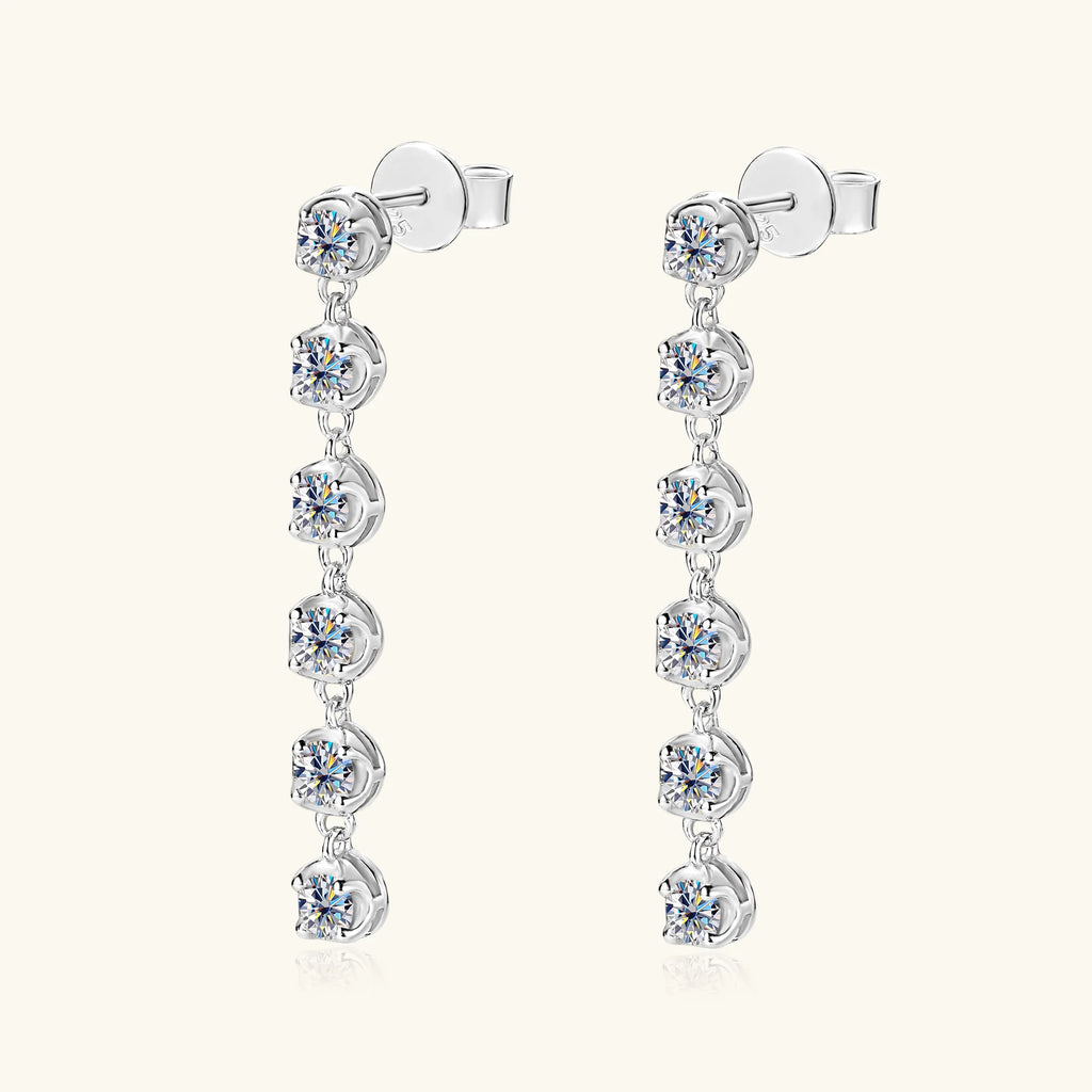 Full 3mm Moissanite Drop Earrings For Women GRA Certified Lab Diamond Solid s925 Silver Plated 18k Dainty Wedding Earring Gift