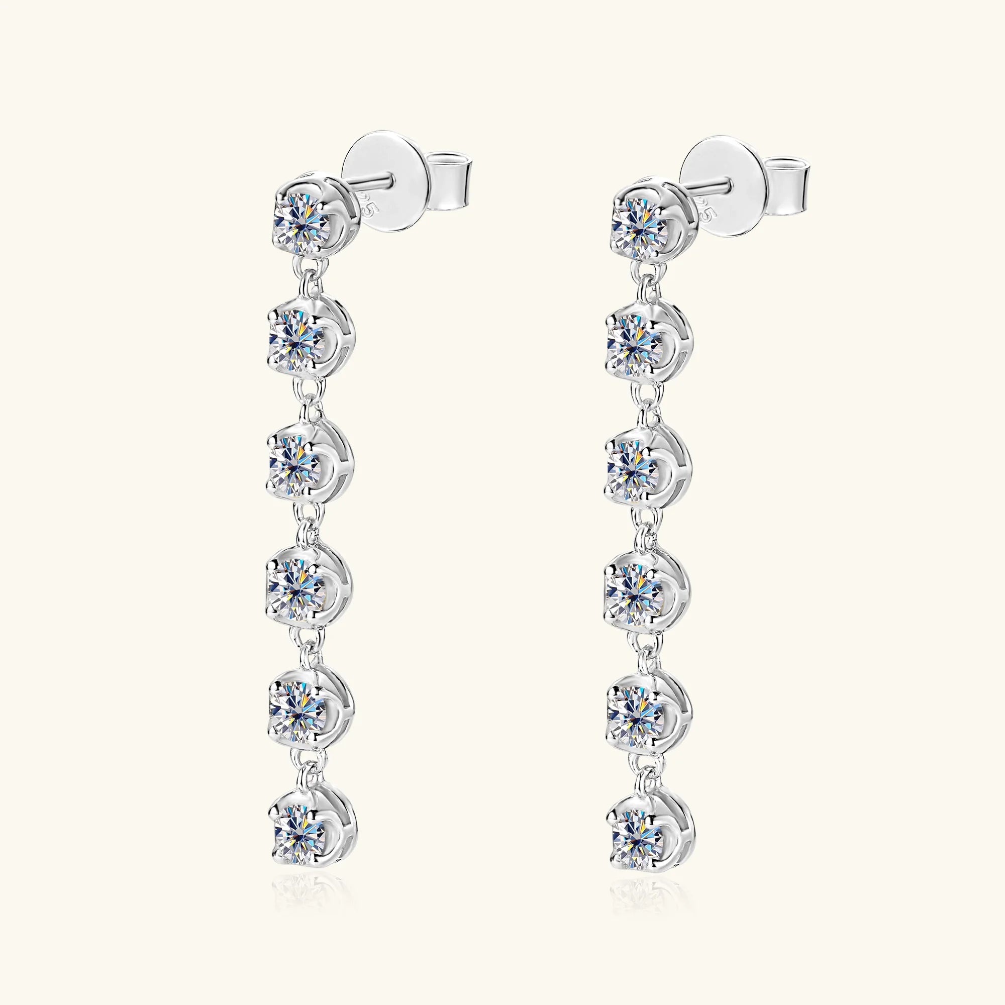 Full 3mm Moissanite Drop Earrings For Women GRA Certified Lab Diamond Solid s925 Silver Plated 18k Dainty Wedding Earring Gift