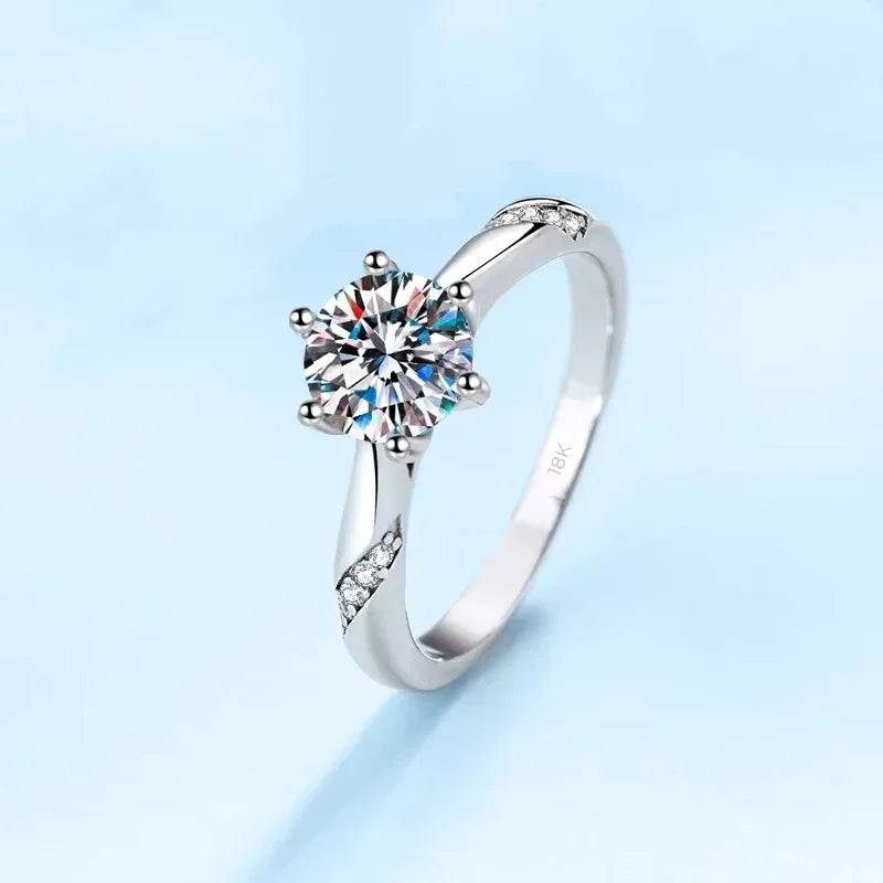 Women Engagement 18K White Gold Wedding Band 0.5/1CT Moissanite Diamond Birthday Gift PT950 Platinum Girl Valentine's Day Rings