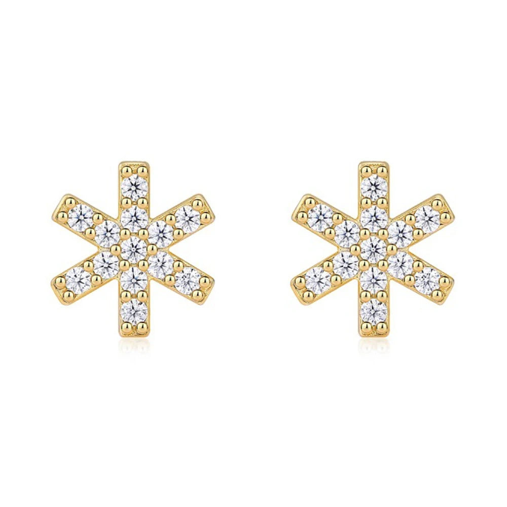 925 Sterling Silver 18K Gold Plated Stud Earrings 1.5mm Sparkling Moissanite Earrings for Women Piercing Jewelry Gift