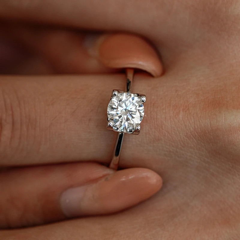 Lover Valentine's Day 18K White Gold Girl Birthday Gift 0.5/1/2/3CT Moissanite Diamond Wedding Band PT950 Platinum Women Rings