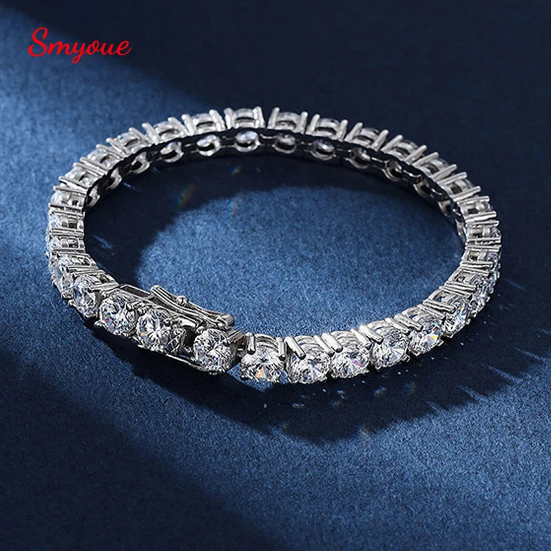 Moissanite Tennis Bracelets 5mm for Women 925 Sterling Silver White Gold Bangle Wedding Sparkles Lab Diamond Bracelet GRA