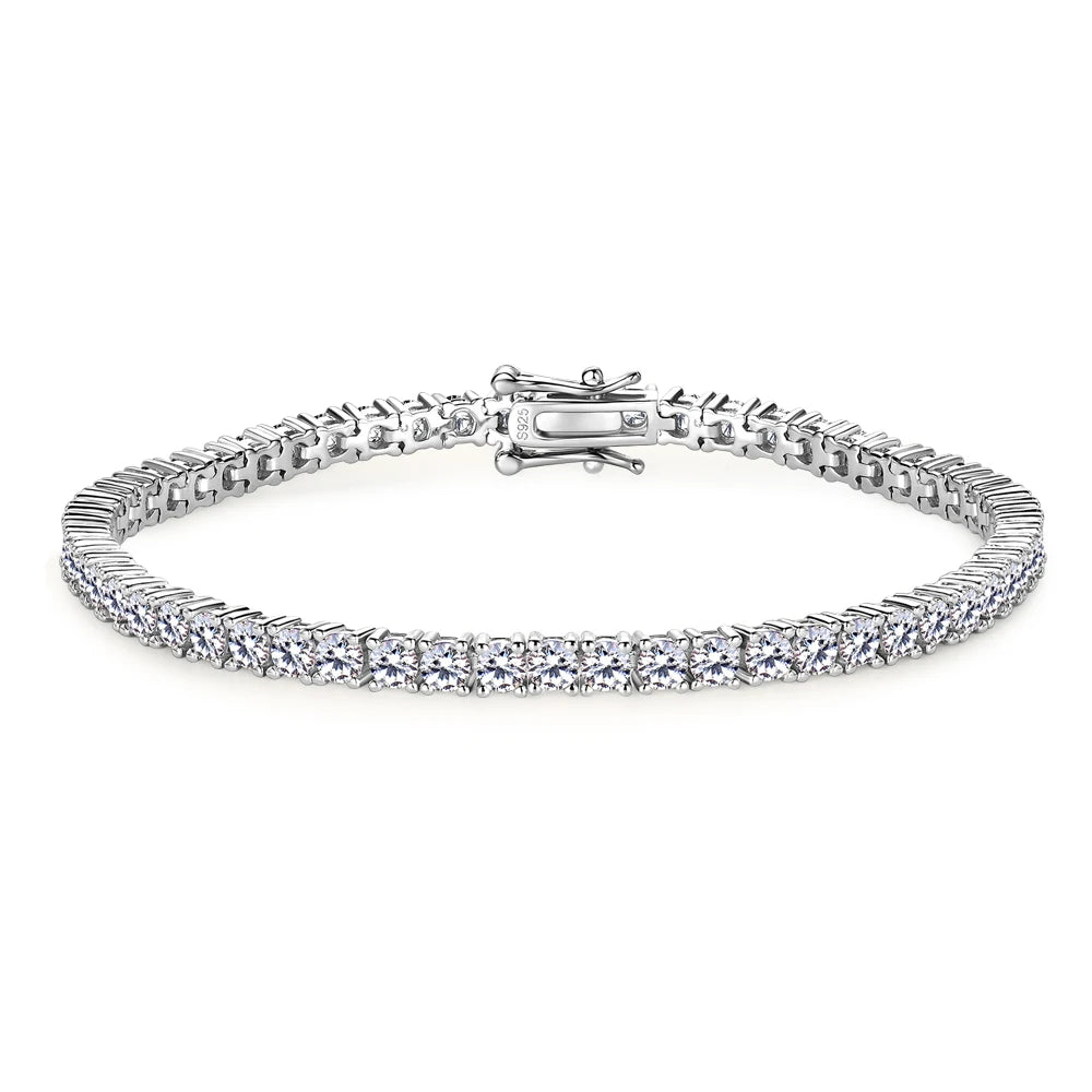 Moissanite Tennis Bracelet S925 Sterling Silver Plated 3mm D VVS1 18k White Gold Diamond Tennis Bracelets for Women