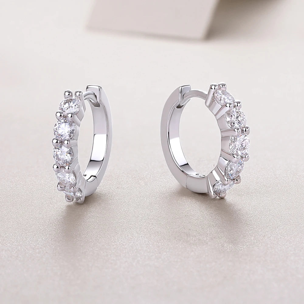 D Color Moissanite Earrings 925 Sterling Sliver Plated White Gold Hoop Earring For Women Classic Wedding Party Jewelry