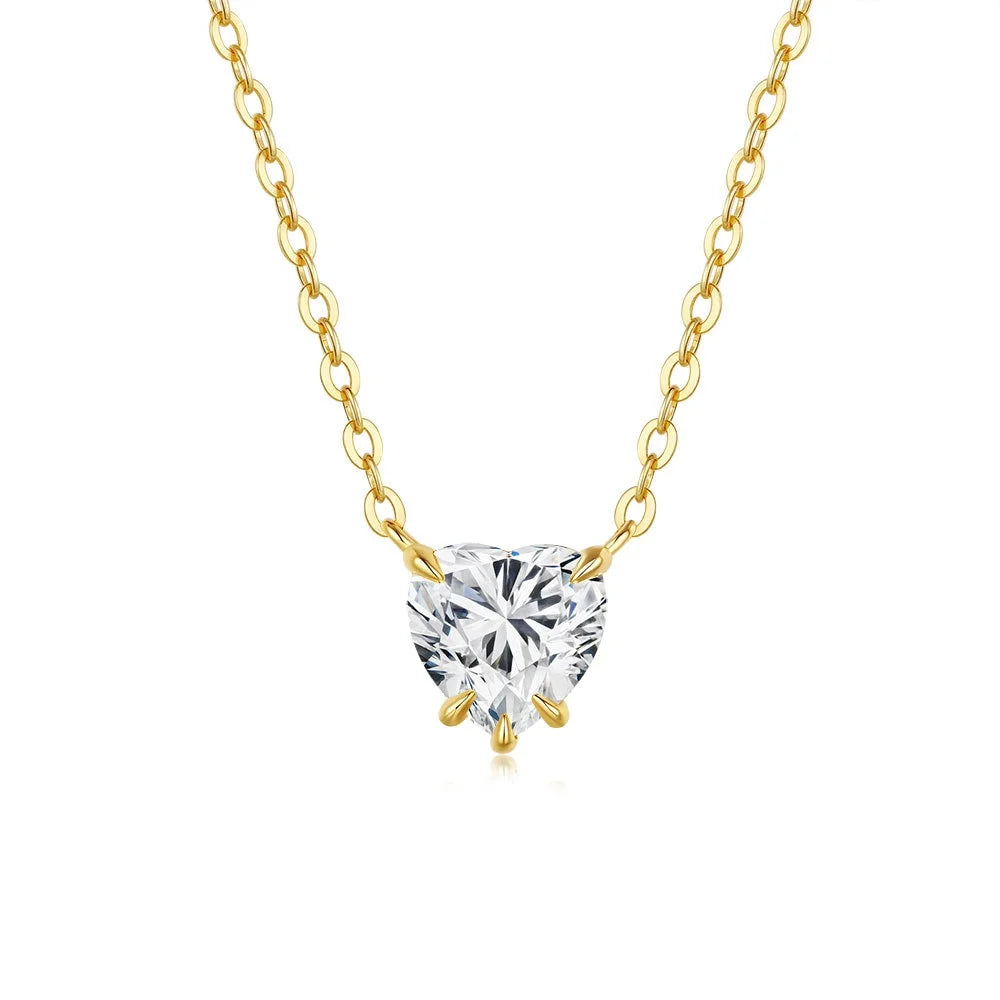 Heart-shaped Love Pendant for Women 14K Gold with 2ct Diamond Moissanite Necklace Wedding Fine Jewelry