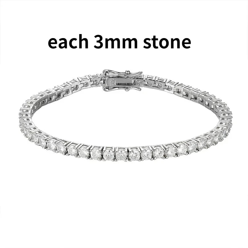 Real Moissanite Tennis Bracelet 2-6.5mm for Women Christmas Gift Platinum Plated 100% 925 Sterling Silver Wedding Jewelry