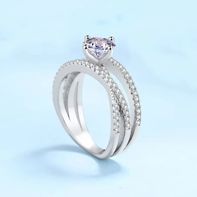 Wedding Band Platinum PT950 Cross Rings for Women Engagement VVS1 D Color 1ct Moissanite Diamond Girl Birthday Gift Fine Jewelry