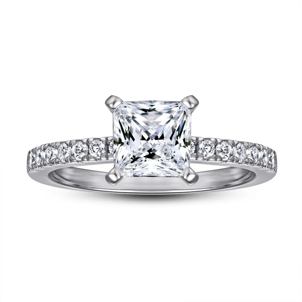 Princes Moissanite Engagement Ring Women 925 Sterling Silver Wedding Rings 1.2 Carats