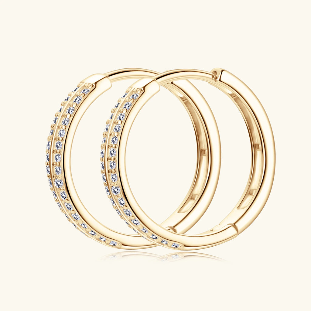 14K Gold Plated Hoop Earrings for Women Real S925 Sterling Silver Moissanite Diamond Earrings Trend Fine Jewelry Gift