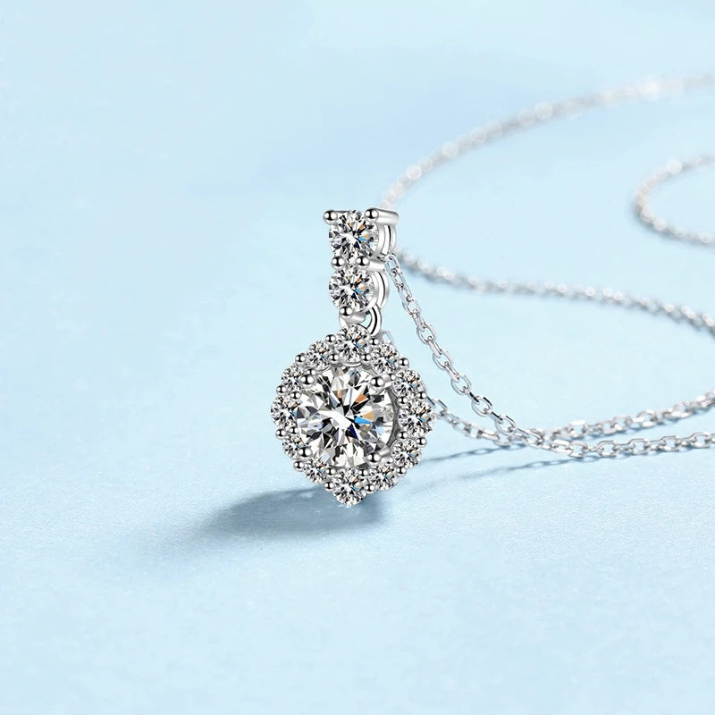 PT950 Platinum Necklaces Women Wedding 1 Carat Moissanite Diamond Girlfriend Birthday Gift Wife Valentine's Day Jewelry Daughter