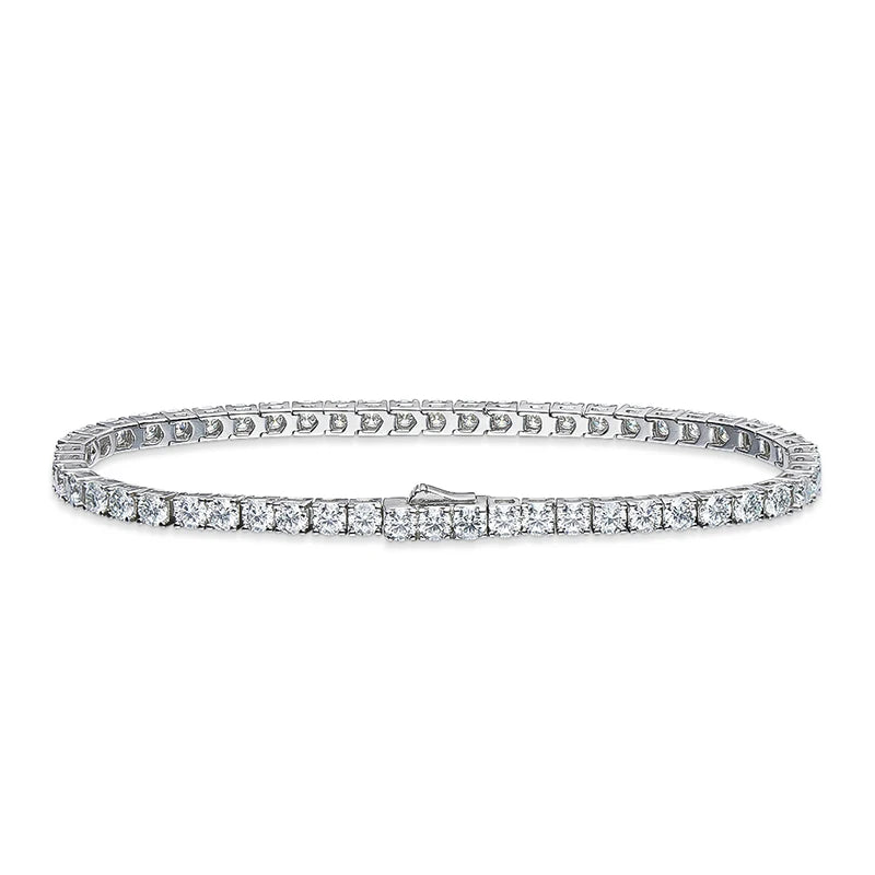 18k Plated 3-6.5mm Real Moissanite Tennis Bracelet for Women Spring Clasp S925 Sterling Silver Jewelry Men's Bracelet