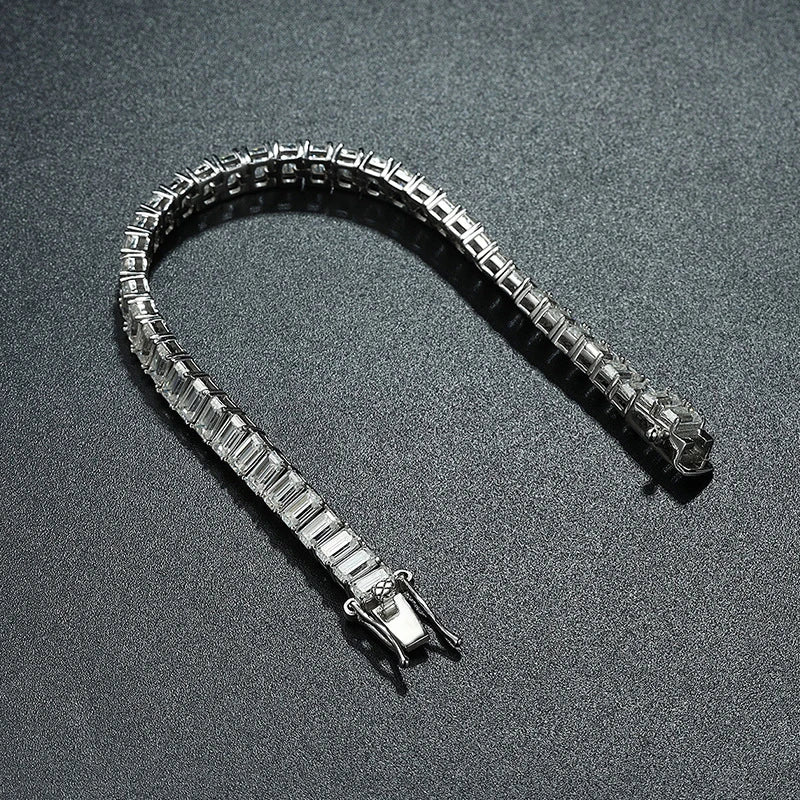 Emerald Cut Moissanite Tennis Bracelets for Woman Man 925 Sterling Silver Lab Diamond Hand Bracelet Women's Men Bracelets