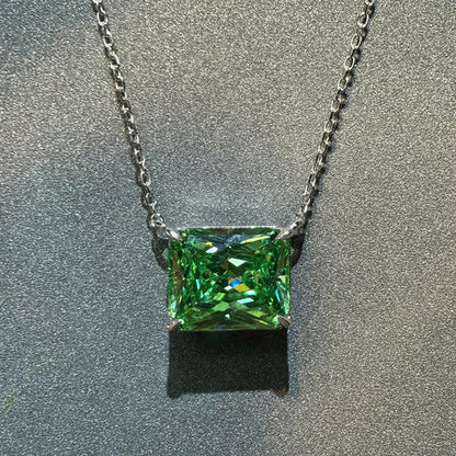 10CT Radiant Cut G Color High Carbon Diamond Gemstone Pendant Necklace 100% 925 Sterling Silver