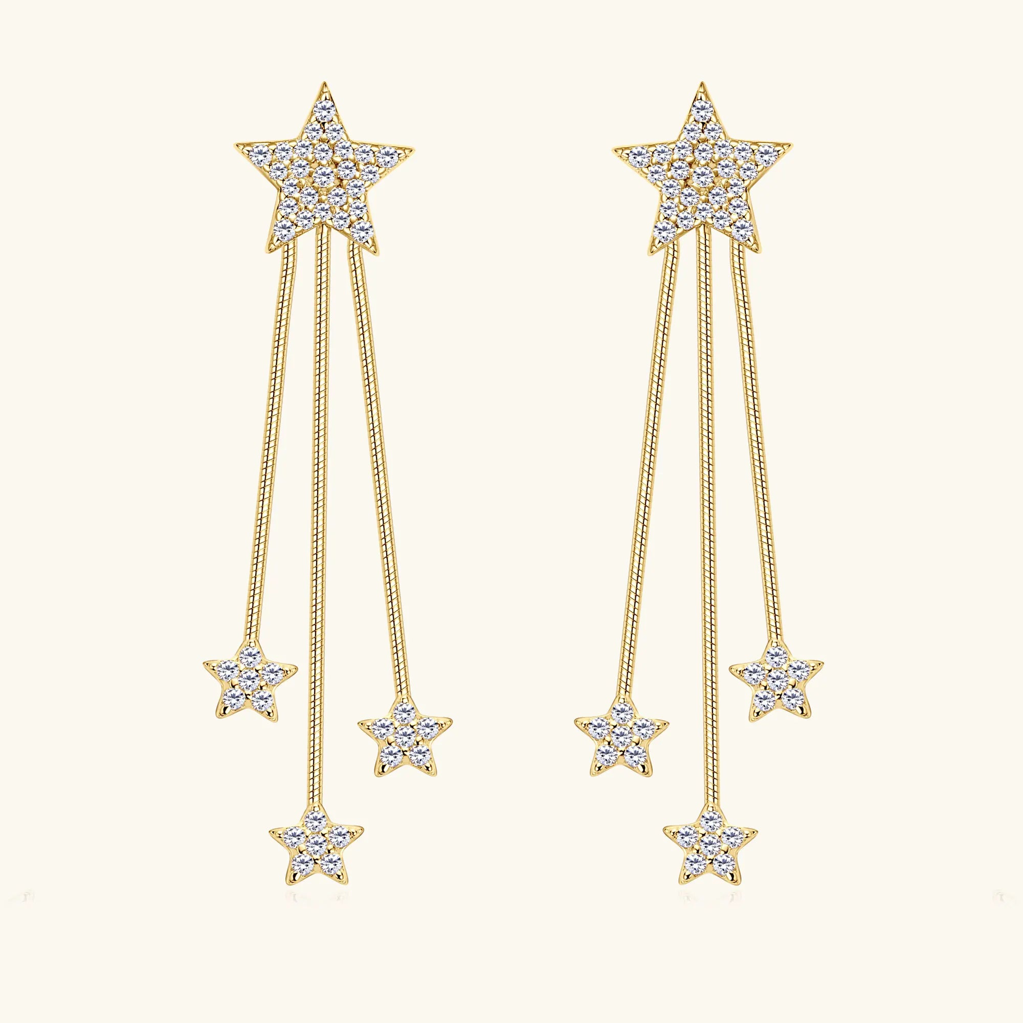 Dangle Earrings for Women Pure 925 Sterling Silver Dainty Star Tassel Drop Earrings Plated 14k Jewelry 0.58cttw Full Moissanite