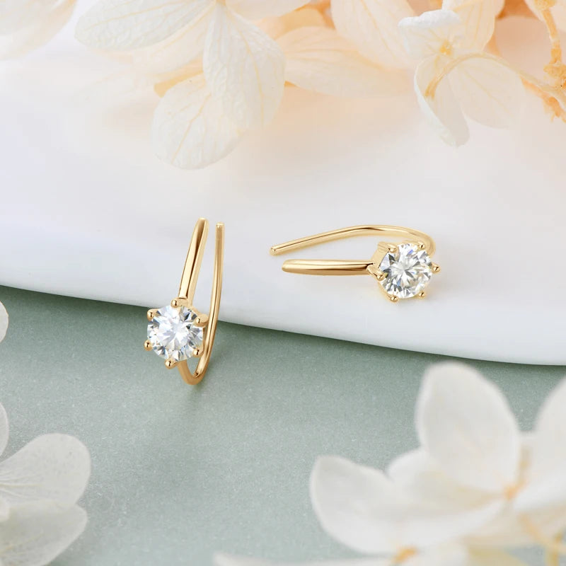 5MM 6 Prong Moissanite Earrings 925 Sterling Silver Stud Earring