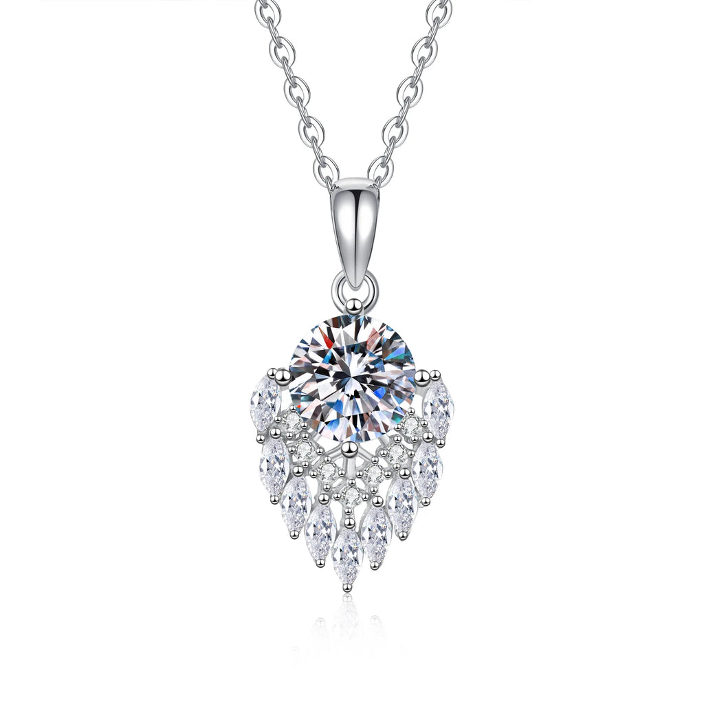 Fashion Light Luxury PT950 Platinum Moissanite Diamond Necklace Super Sparkle Teardrop Design Pendant 1 Carat Moissanite White Gold