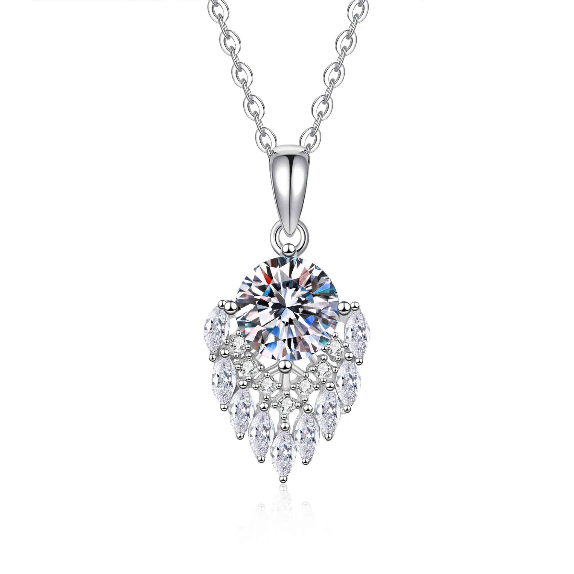 Fashion Light Luxury PT950 Platinum Moissanite Diamond Necklace Super Sparkle Teardrop Design Pendant 1 Carat Moissanite White Gold