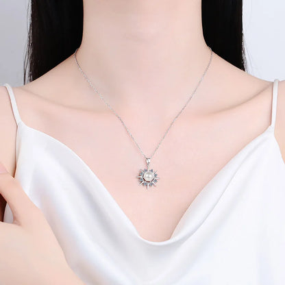 Moissanite Pendant Pearl Necklace