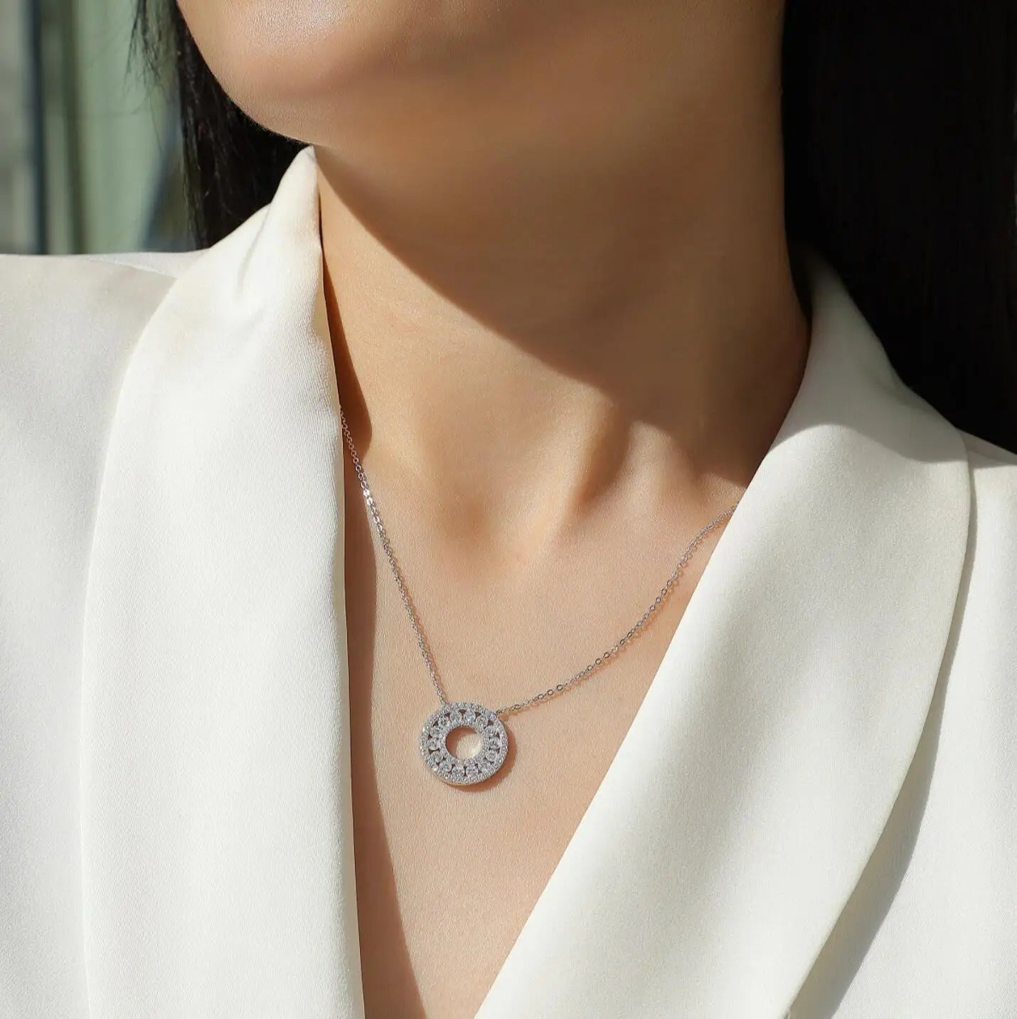 Full Moissanite Pendant Necklace 925 Sterling Silver 18k Gold Plated Diamond Clavicle Chain for Women Wedding Jewelry collares