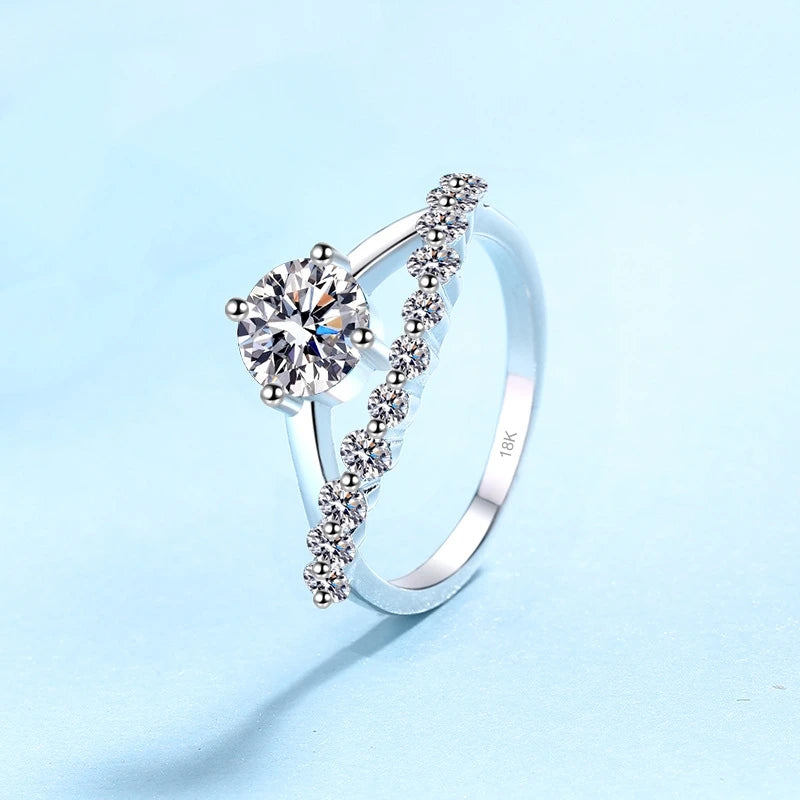 Lover Valentine's Day 18K White Gold Daughter Birthday Gift 1CT Moissanite Diamond Girl PT950 Platinum Women Wedding Party Rings