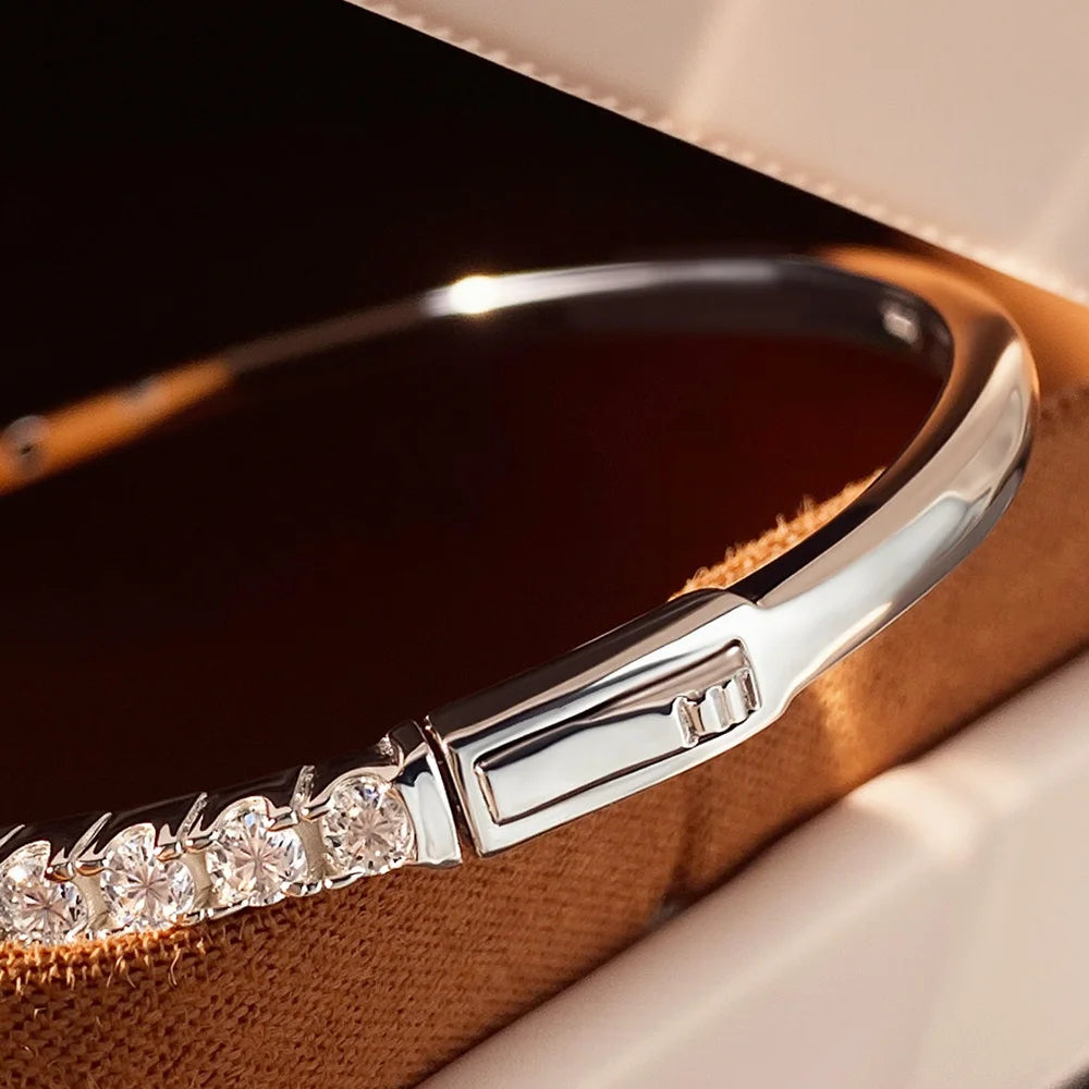 Moissanite Bangles for Women All 2.5mm D VVS1 Lab Diamond Bracelets 925 Sterling Silver Bracelet Wedding Birthday Gift