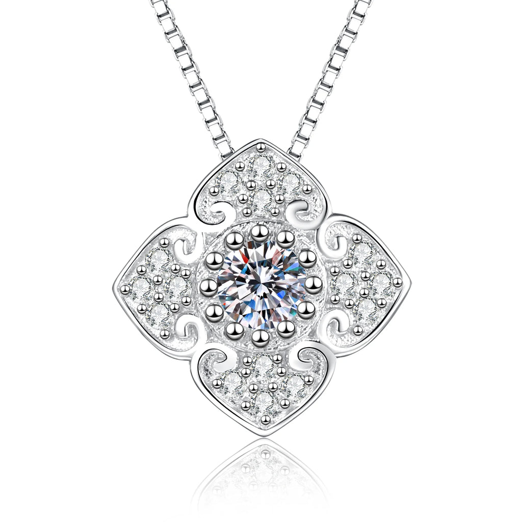 Moissanite Necklace Engraved PT950 New Arrival White Gold Pendant Luxury-inspired Full-Diamond Cloud Pattern Fashionable Collarb