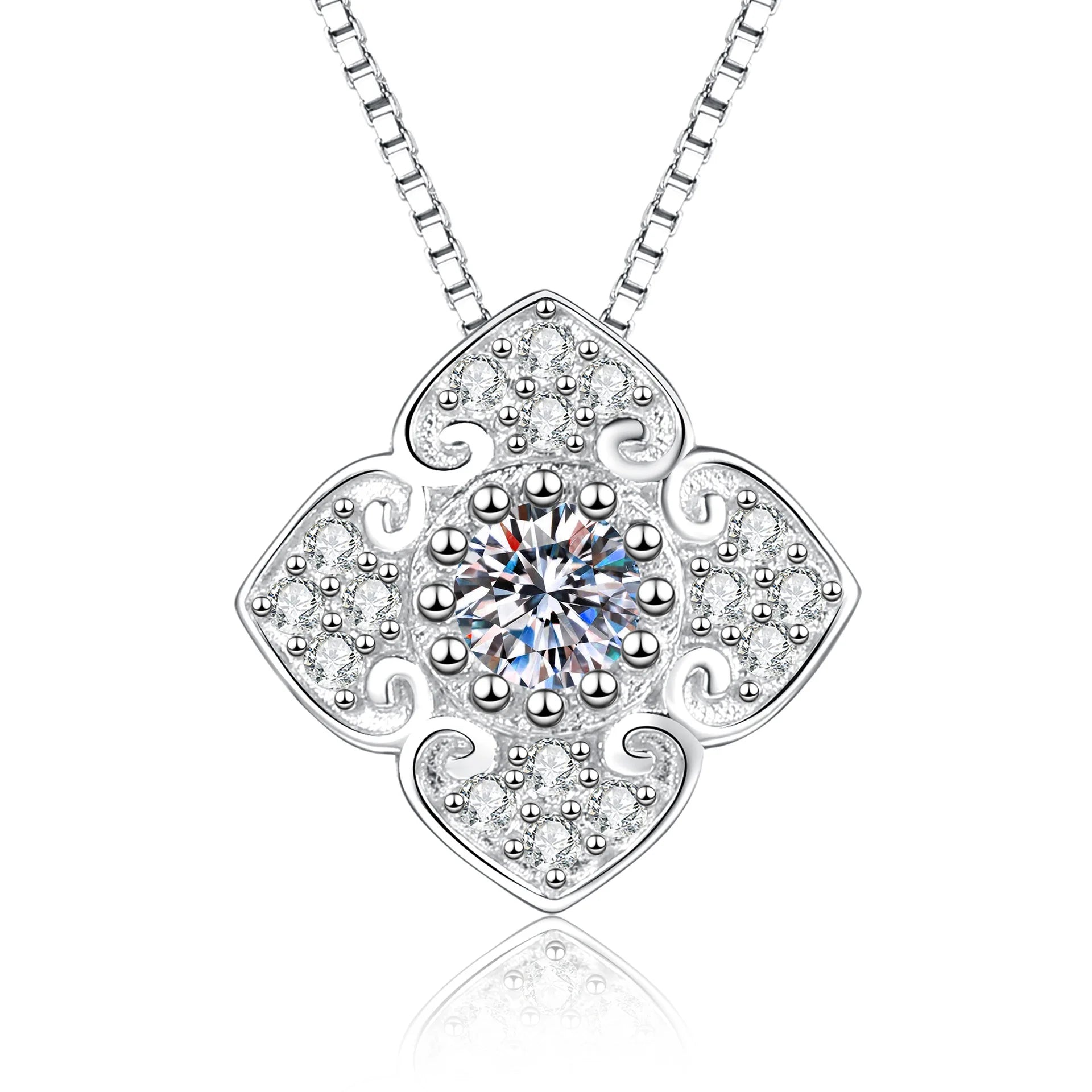 Moissanite Necklace Engraved PT950 New Arrival White Gold Pendant Luxury-inspired Full-Diamond Cloud Pattern Fashionable Collarb