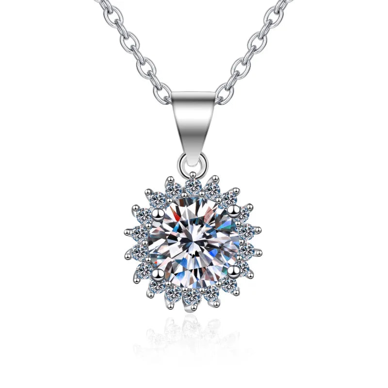 Designer Necklace for Women of PT950 Platinum with 0.5/1/2/3/5Ct Moissanite Diamond Shiny Pendant Fine Jewelry girl Gift daily