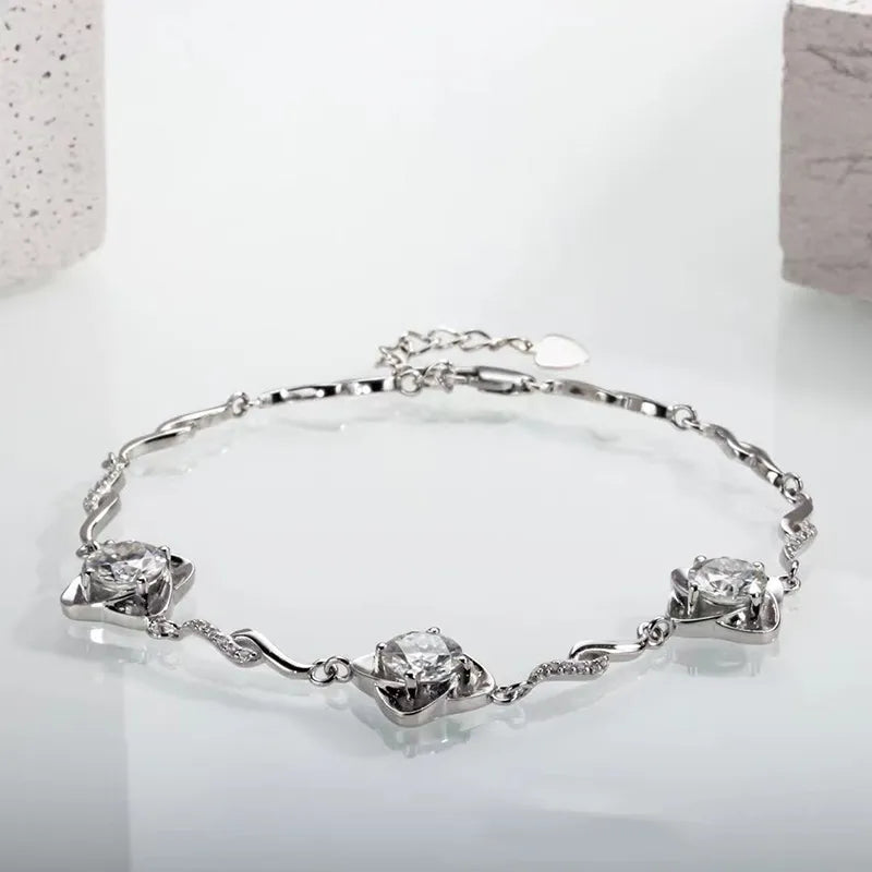 3ct  Moissanite Charm Bracelets Bangles