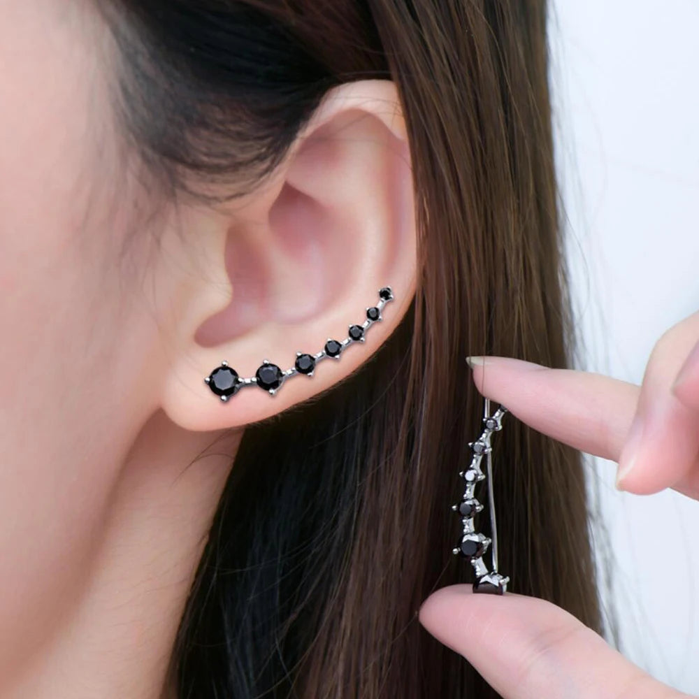 Moissanite Earrings 925 Silver Original Certified 7 Stone Ear Cuffs Full Row Diamond Earring For Women Jewelry