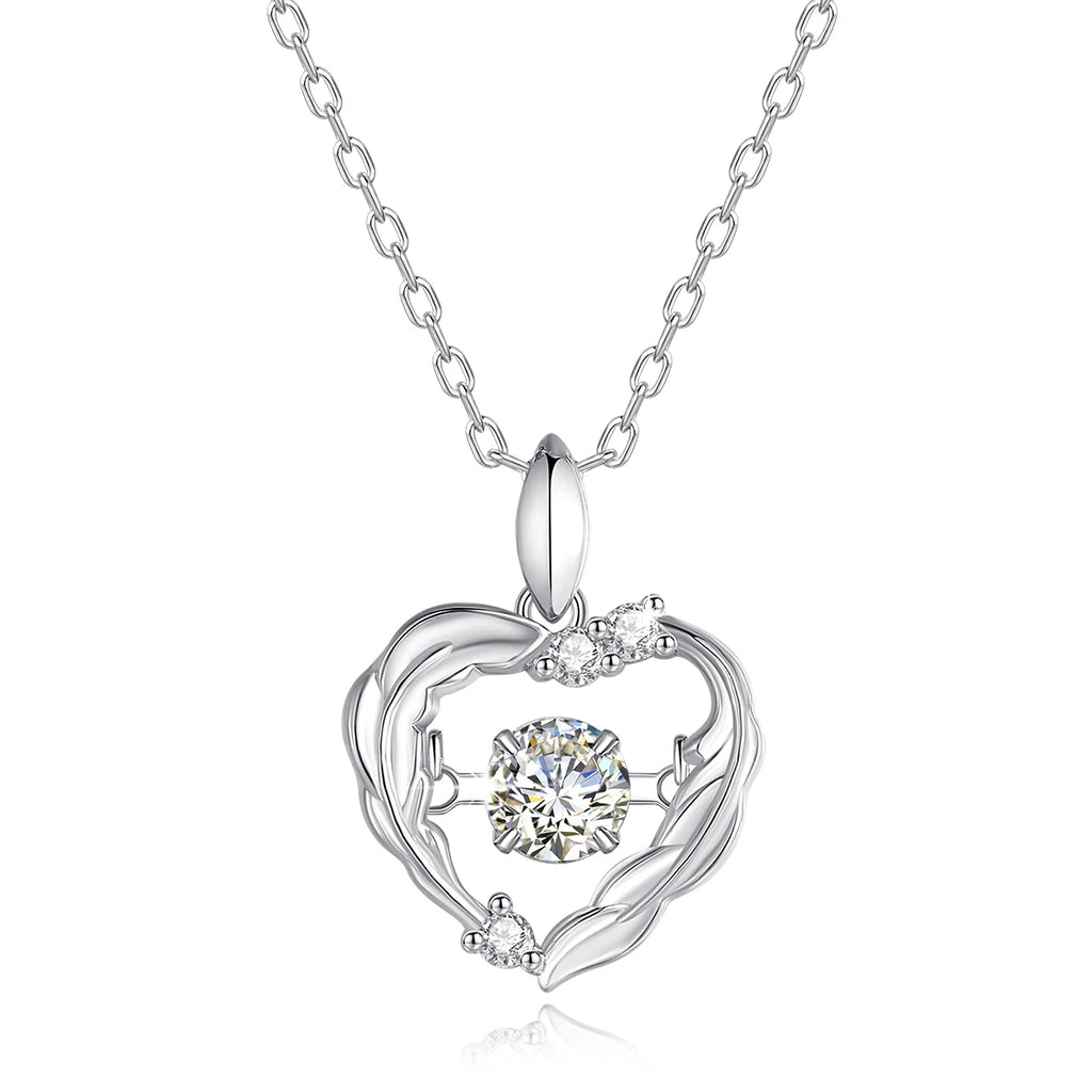 Heart Pendant Necklace Moissanite Women 100% 925 Sterling Silver