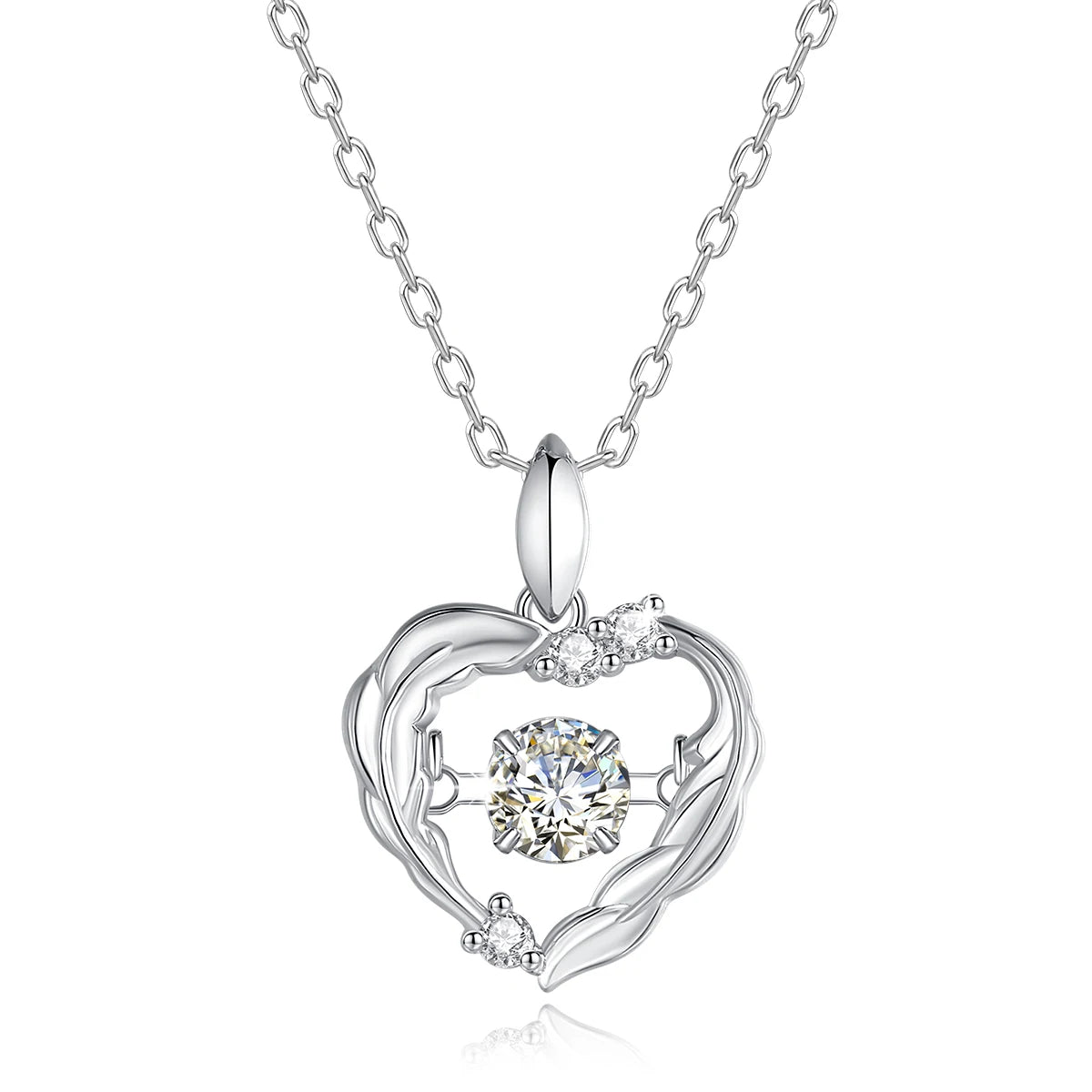 Heart Pendant Necklace Moissanite Women 100% 925 Sterling Silver