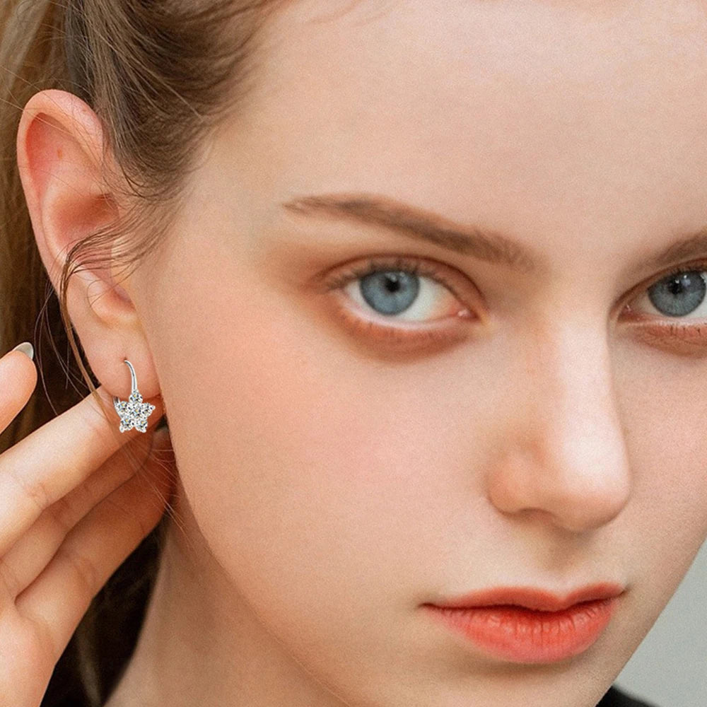 Moissanite Diamond Earrings White Gold Vermeil S925 Sterling Silver Hoop Earrings 3MM for Women Girls Sparkly Gorgeous Jewelry