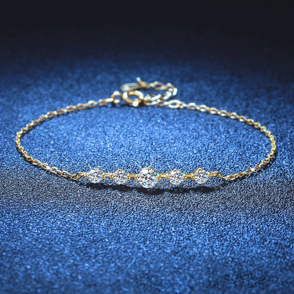 4mm 3mm Moissanite Bracelets for Women 925 Sterling Silver Plated 18K Gold Bracelet Adjustable Chain Jewelry Gift