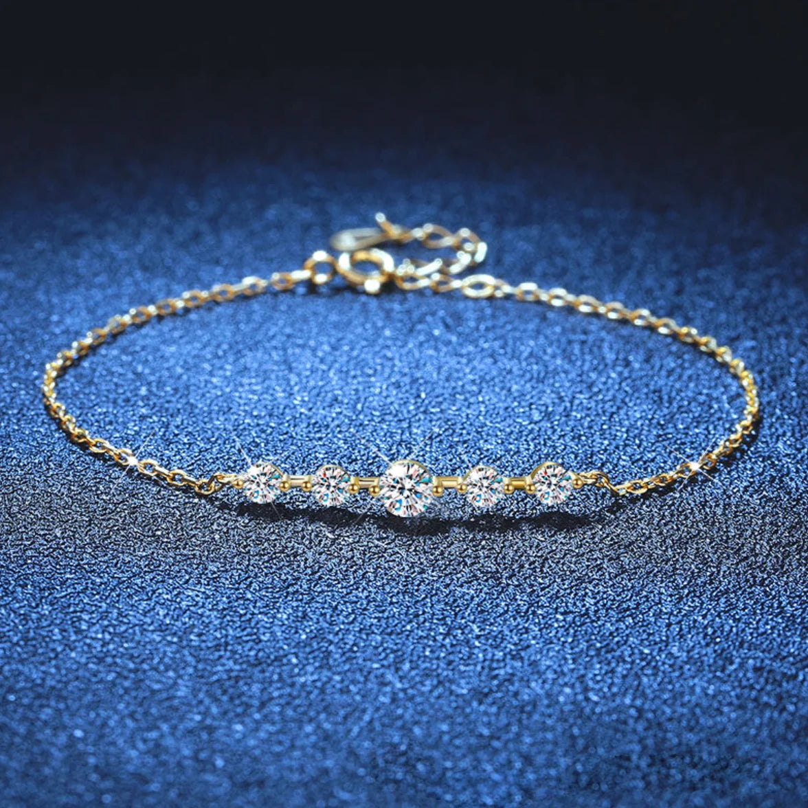 4mm 3mm Moissanite Bracelets for Women 925 Sterling Silver Plated 18K Gold Bracelet Adjustable Chain Jewelry Gift