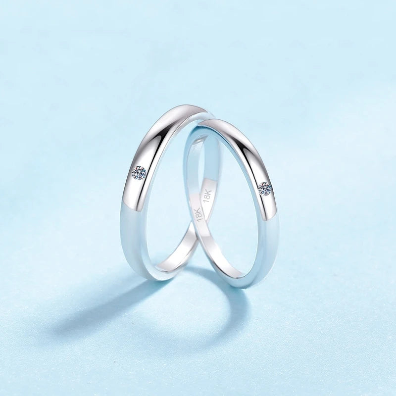 Unisex Engagement 18K White Gold Women Men Wedding Rings Lovers Moissanite Diamond 0.25CT Girl Boy Birthday Gift Valentine's Day