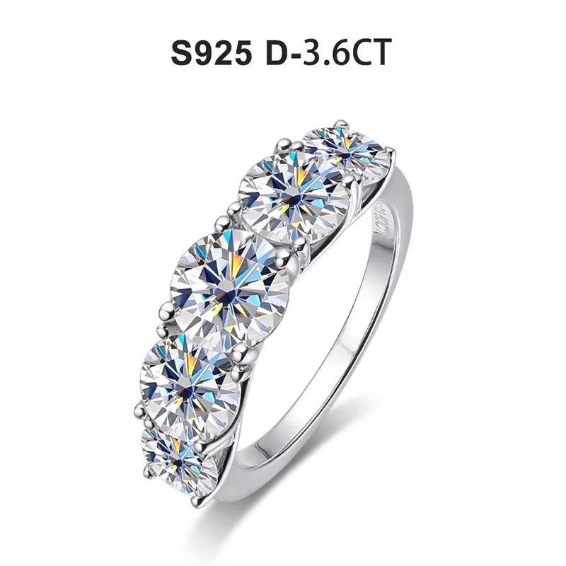 3.6ct 5-Stone Moissanite Wedding Band - D VVS1 Sterling Silver