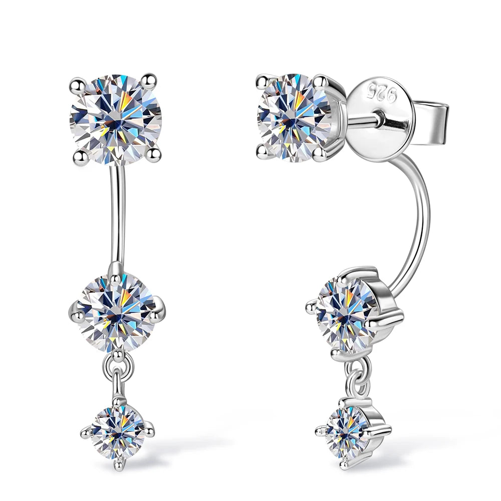 Moissanite Stud Earrings 925 Sterling Silver Lab Diamond 5mm Drop Earrings for Women Wedding Party Jewelry Gift GRA
